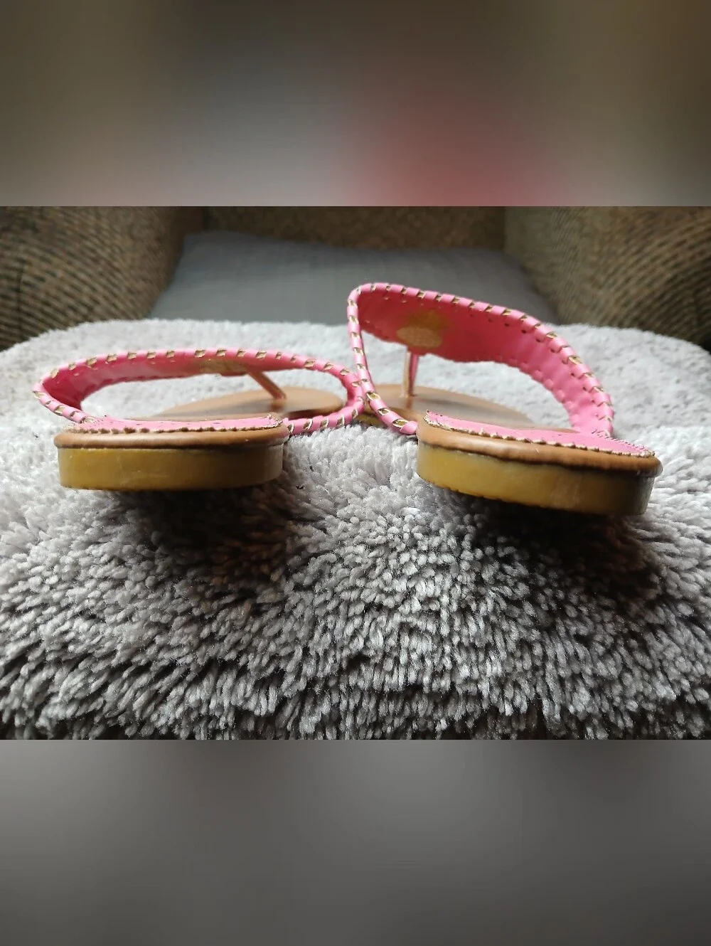 Simply Southern Pink Pineapple Whipstitch Sandals Size 7 Thong Sandals